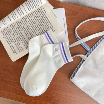 Colorful Stripe&Smile Ankle Socks