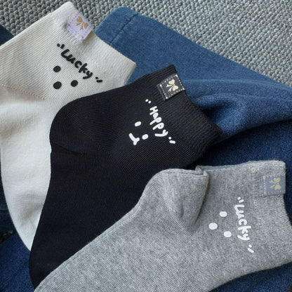 Happy Smile Face Quarter Socks