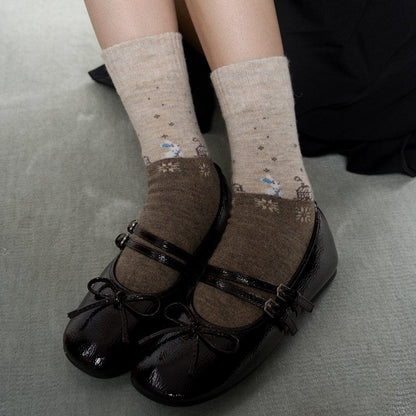 Winter Fair Isle Wool Crew Socks