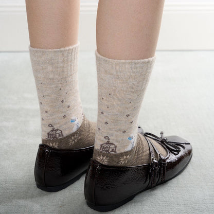 Winter Fair Isle Wool Crew Socks