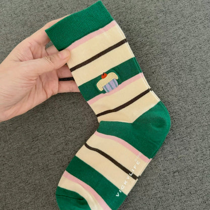 Vibrant Contrast Striped Desert Knit Socks