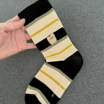 Vibrant Contrast Striped Desert Knit Socks