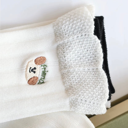 Double-Layer Frill Edge Crew Socks