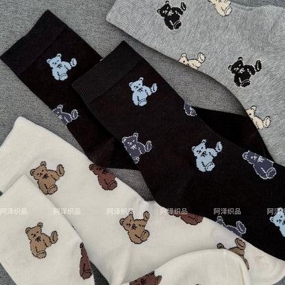 Cartoon Bear Pattern Women’s Crew Socks