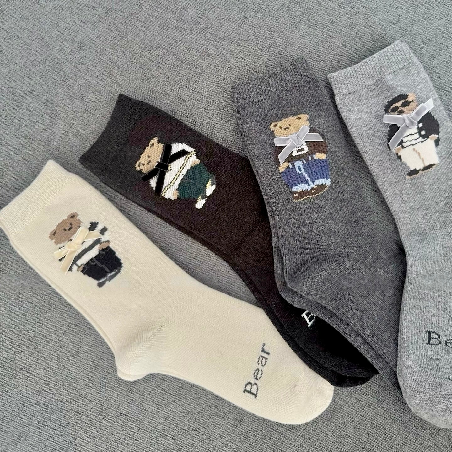 Cute Bear Socks Socks With Velvet Bows