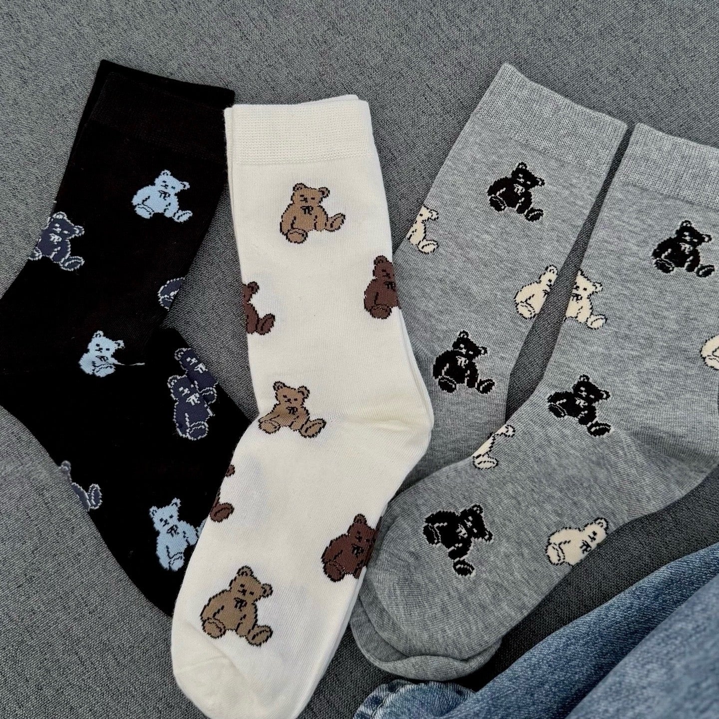 Cartoon Bear Pattern Women’s Crew Socks