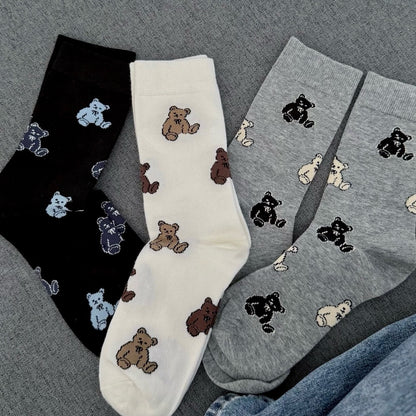 Cartoon Bear Pattern Women’s Crew Socks