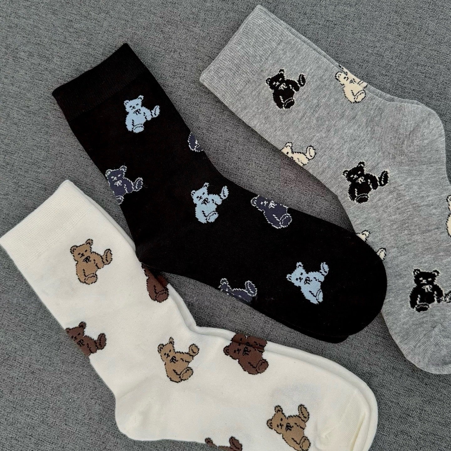 Cartoon Bear Pattern Women’s Crew Socks