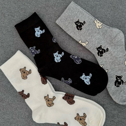 Cartoon Bear Pattern Women’s Crew Socks