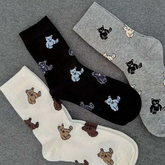 Cartoon Bear Pattern Women’s Crew Socks