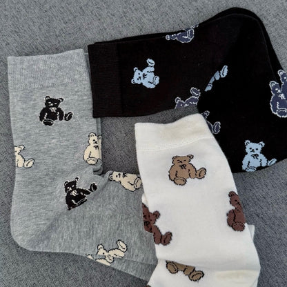 Cartoon Bear Pattern Women’s Crew Socks