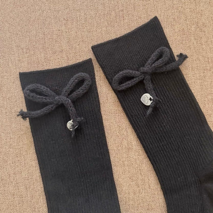 Sweet Bowknot Ribbed Knit Socks