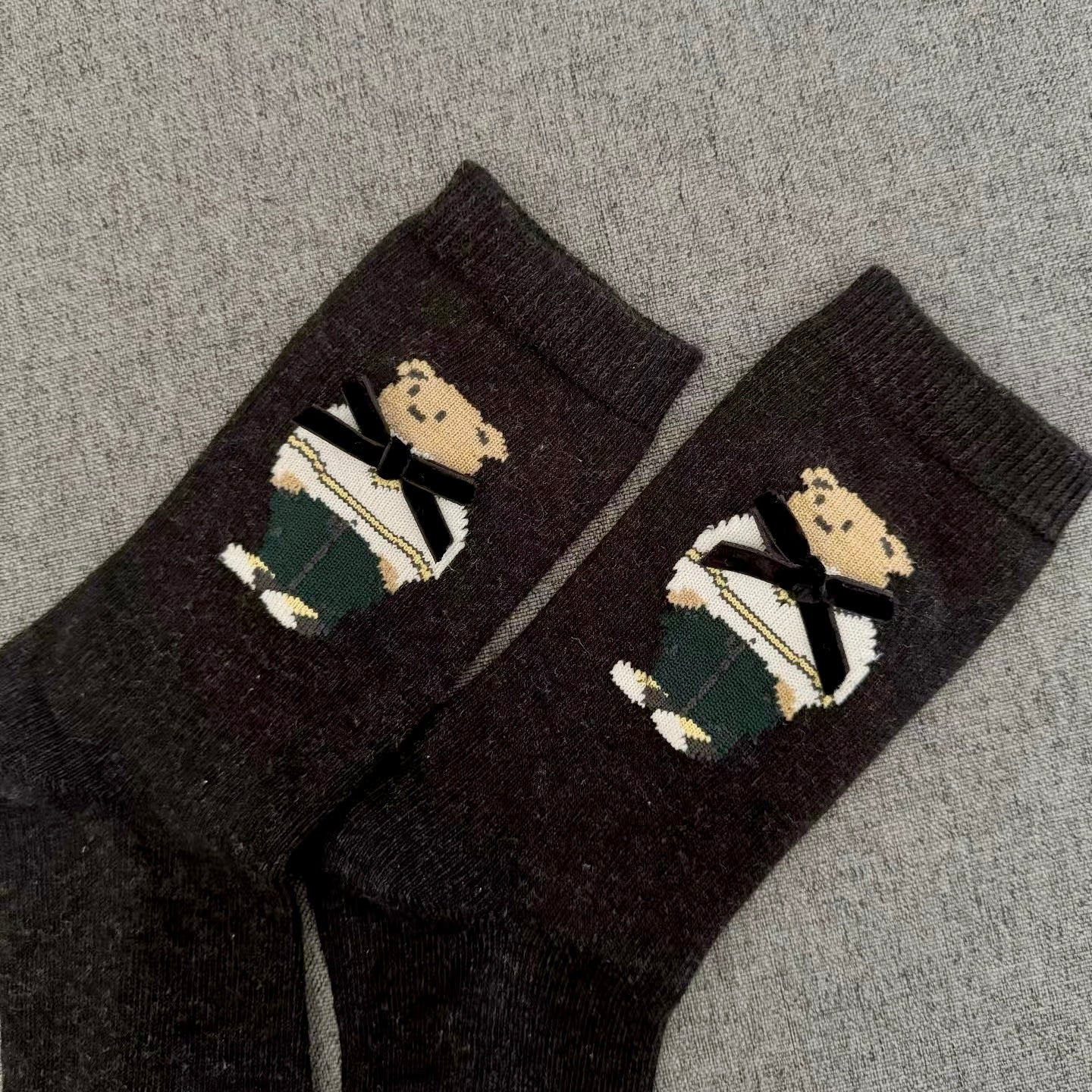Cute Bear Socks Socks With Velvet Bows