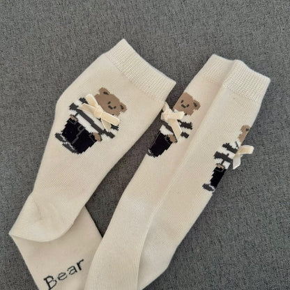 Cute Bear Socks Socks With Velvet Bows