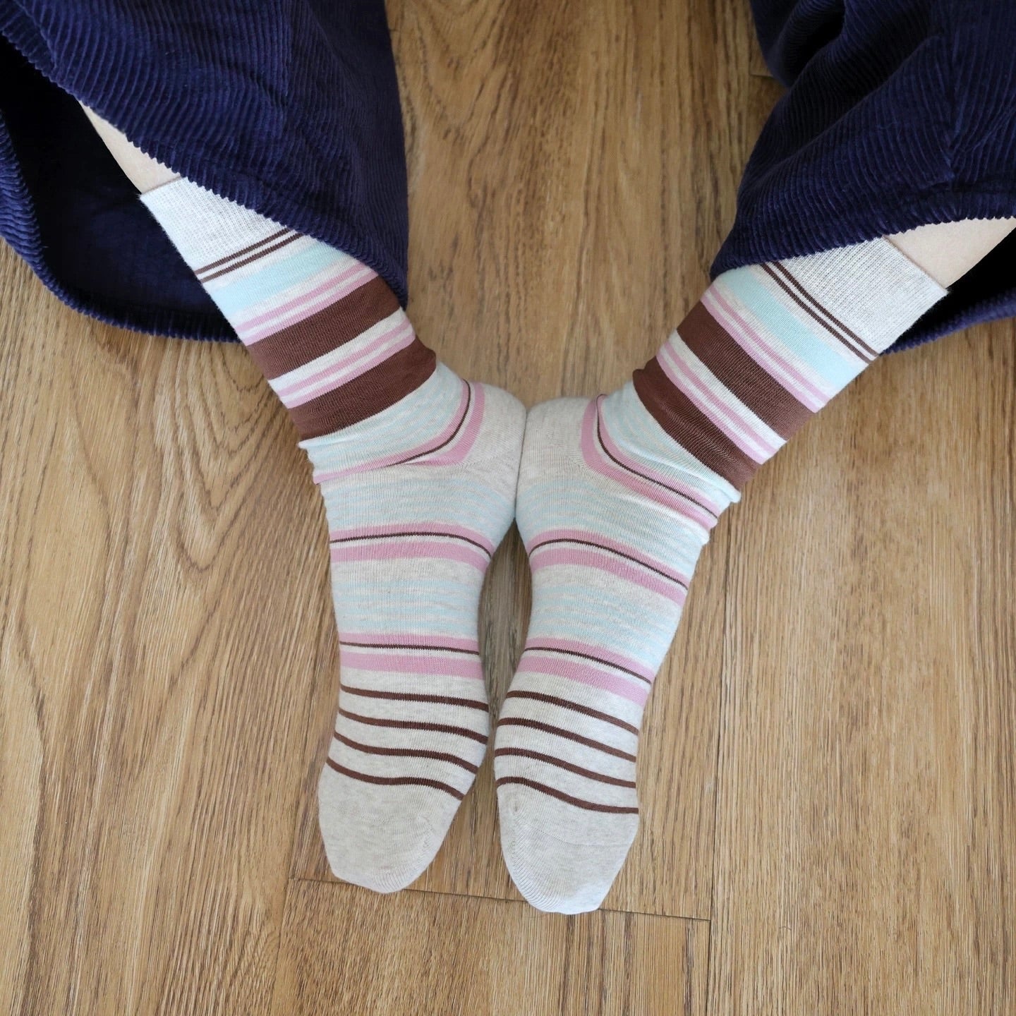 Vibrant Striped Crew Socks