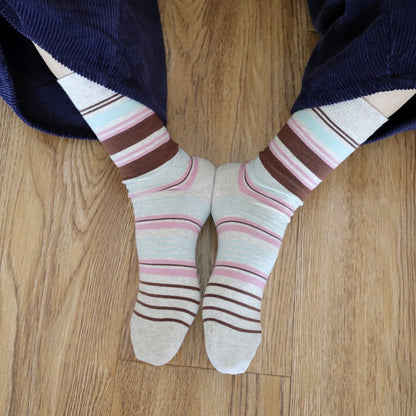 Vibrant Striped Crew Socks