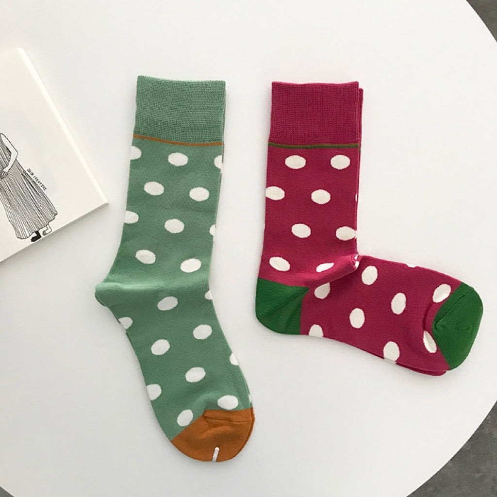 Playful Vibrant Contrast Polka Dot Socks