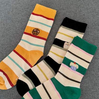 Vibrant Contrast Striped Desert Knit Socks