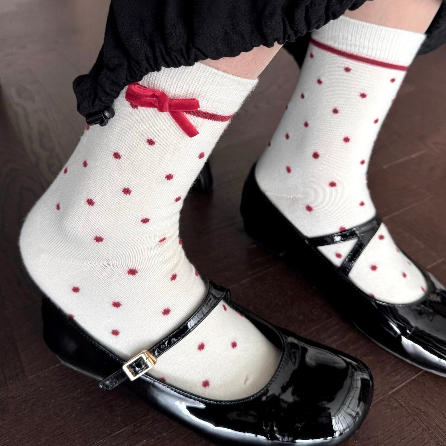 Sweet Ribbon Bow Red Polka Dot Socks