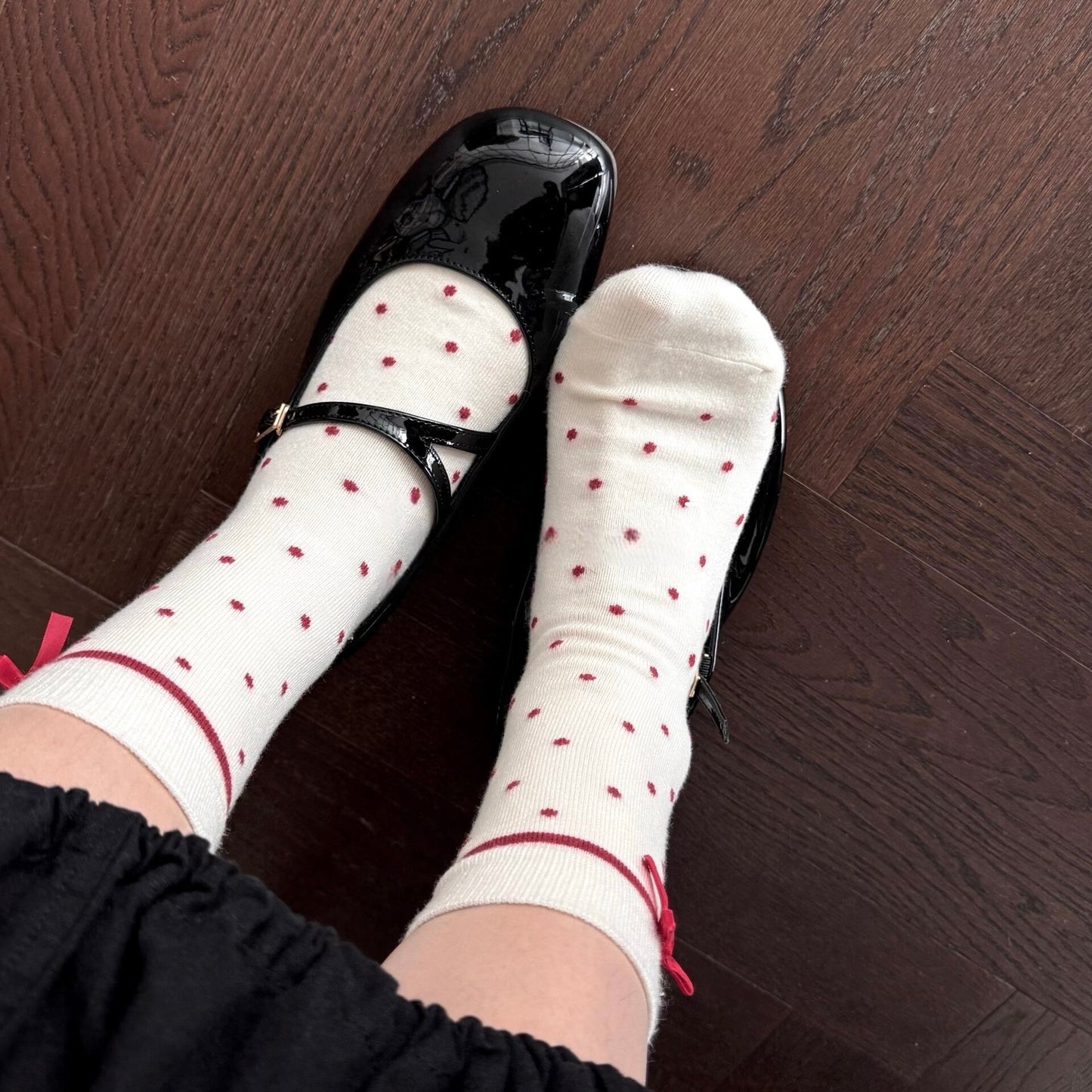 Sweet Ribbon Bow Red Polka Dot Socks