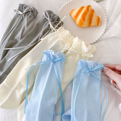 Summer Mesh Socks With Bow Detail