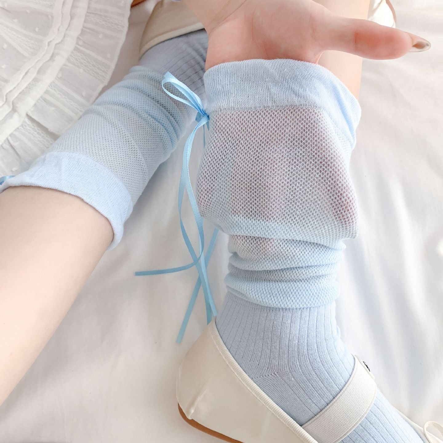 Summer Mesh Socks With Bow Detail