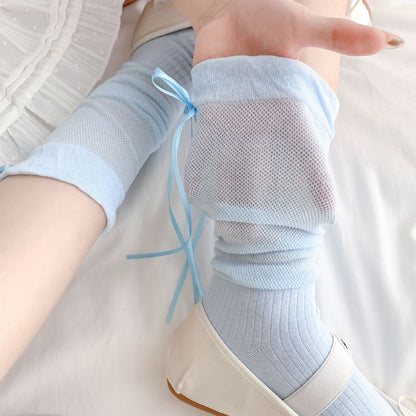 Summer Mesh Socks With Bow Detail