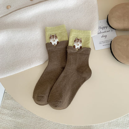 Cozy Wool Socks With Cat Disign
