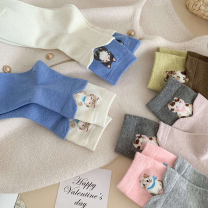 Cozy Wool Socks With Cat Disign