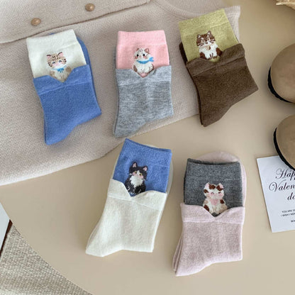 Cozy Wool Socks With Cat Disign