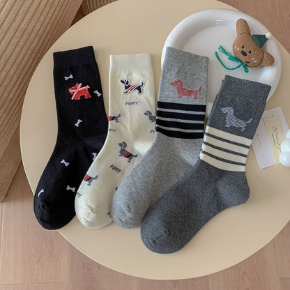 Minimalist Dachshund Puppy Crew Socks