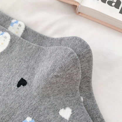 Sweet Kitty & Bow Cotton Crew Socks