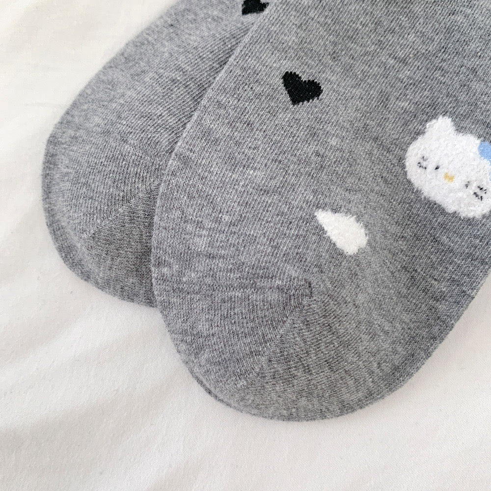 Sweet Kitty & Bow Cotton Crew Socks