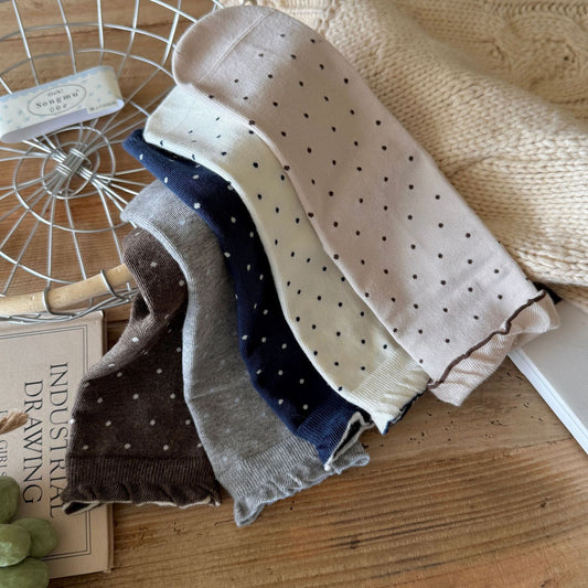 Polka Dot Elegant Edge Crew Socks