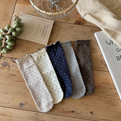 Polka Dot Elegant Edge Crew Socks