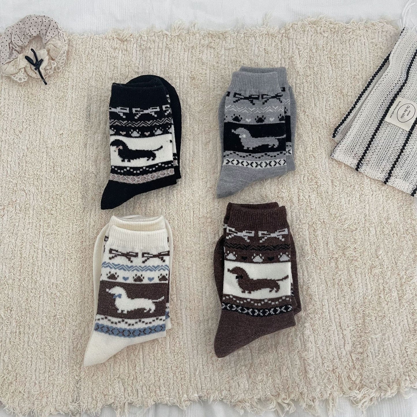 Cozy Sausage Dog Patterned Socks