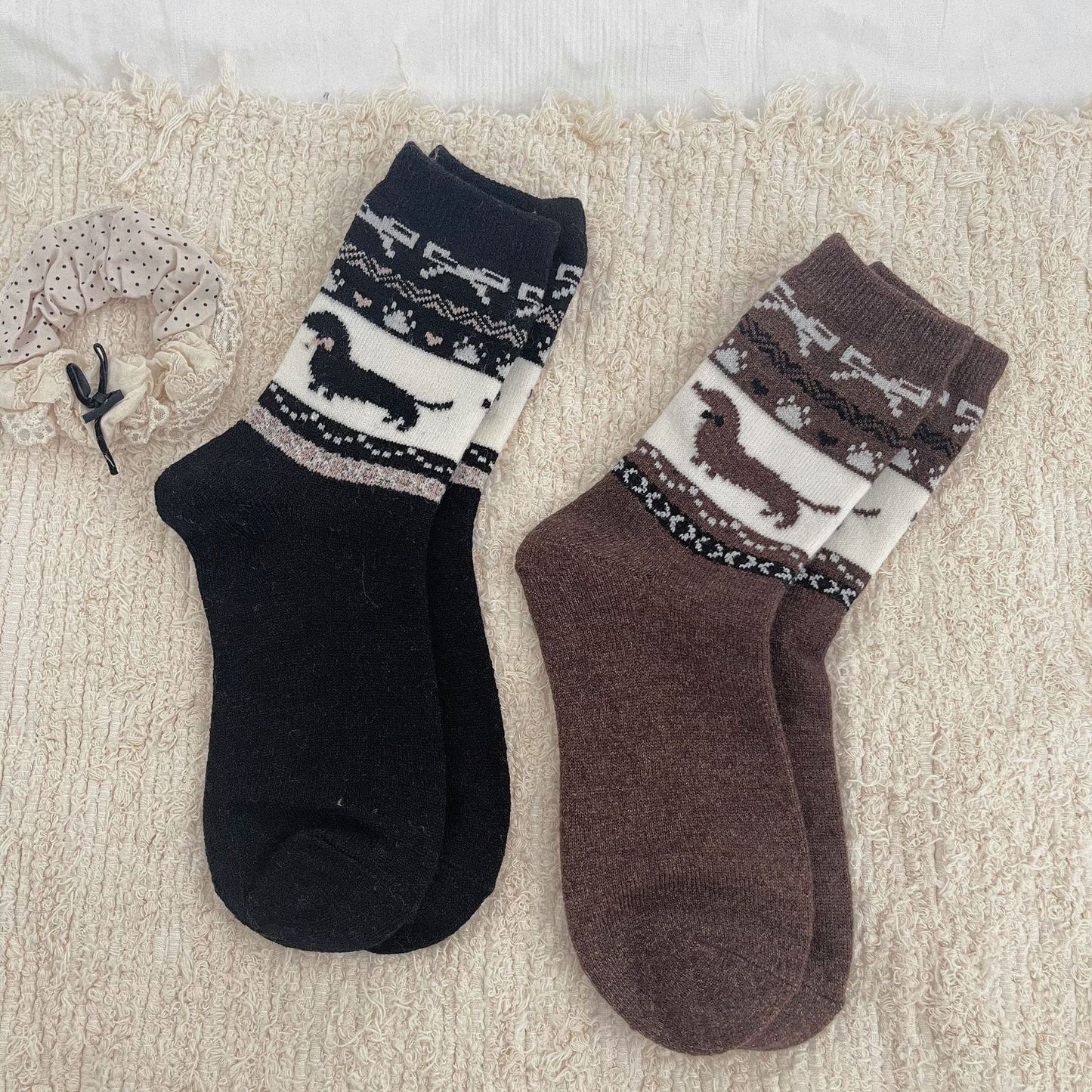 Cozy Sausage Dog Patterned Socks