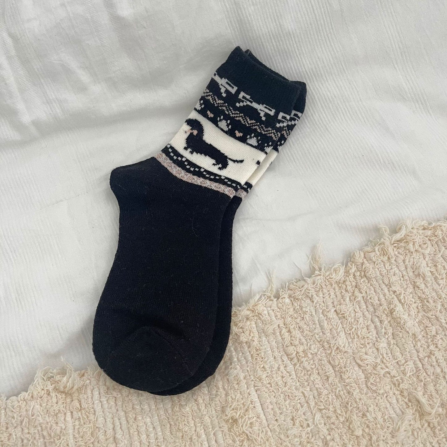 Cozy Sausage Dog Patterned Socks