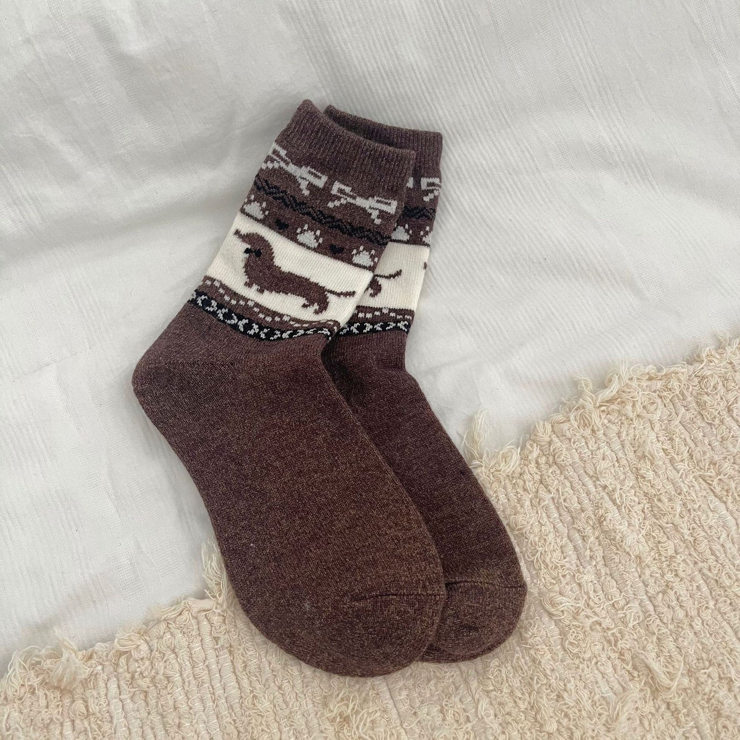 Cozy Sausage Dog Patterned Socks