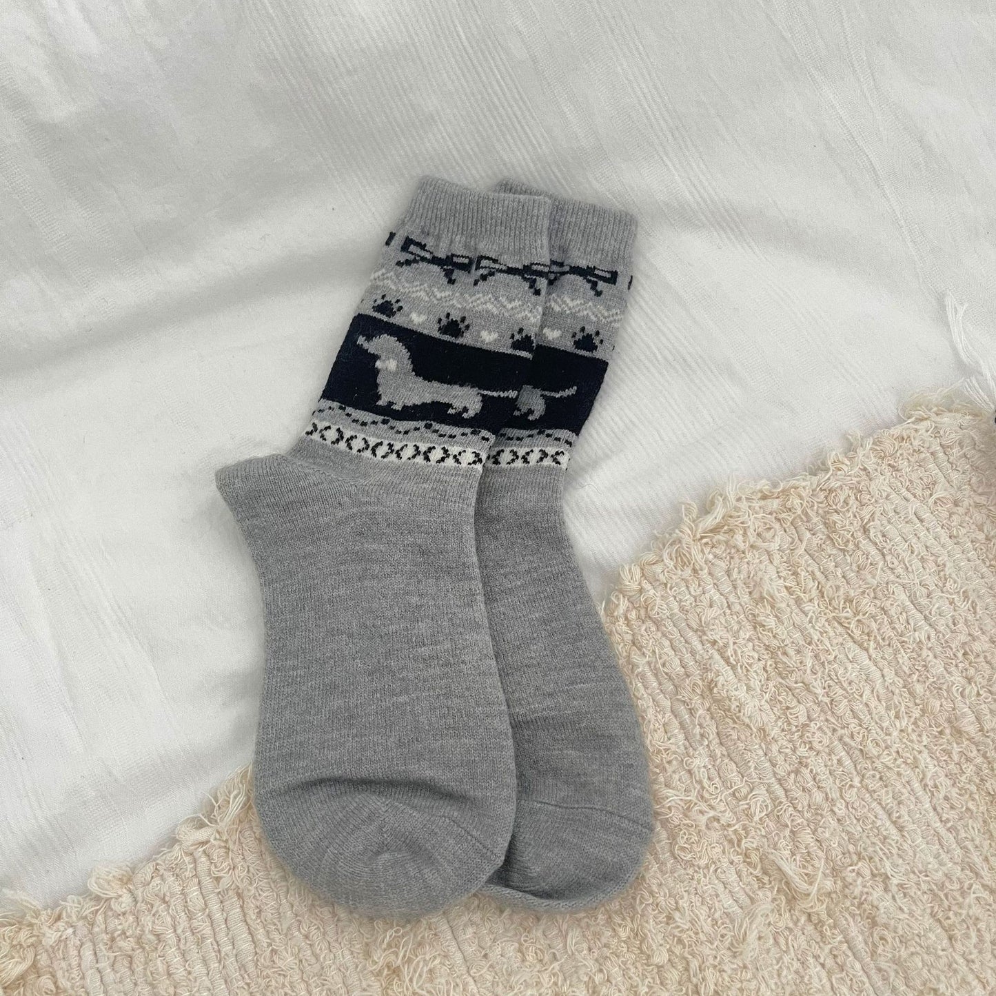 Cozy Sausage Dog Patterned Socks