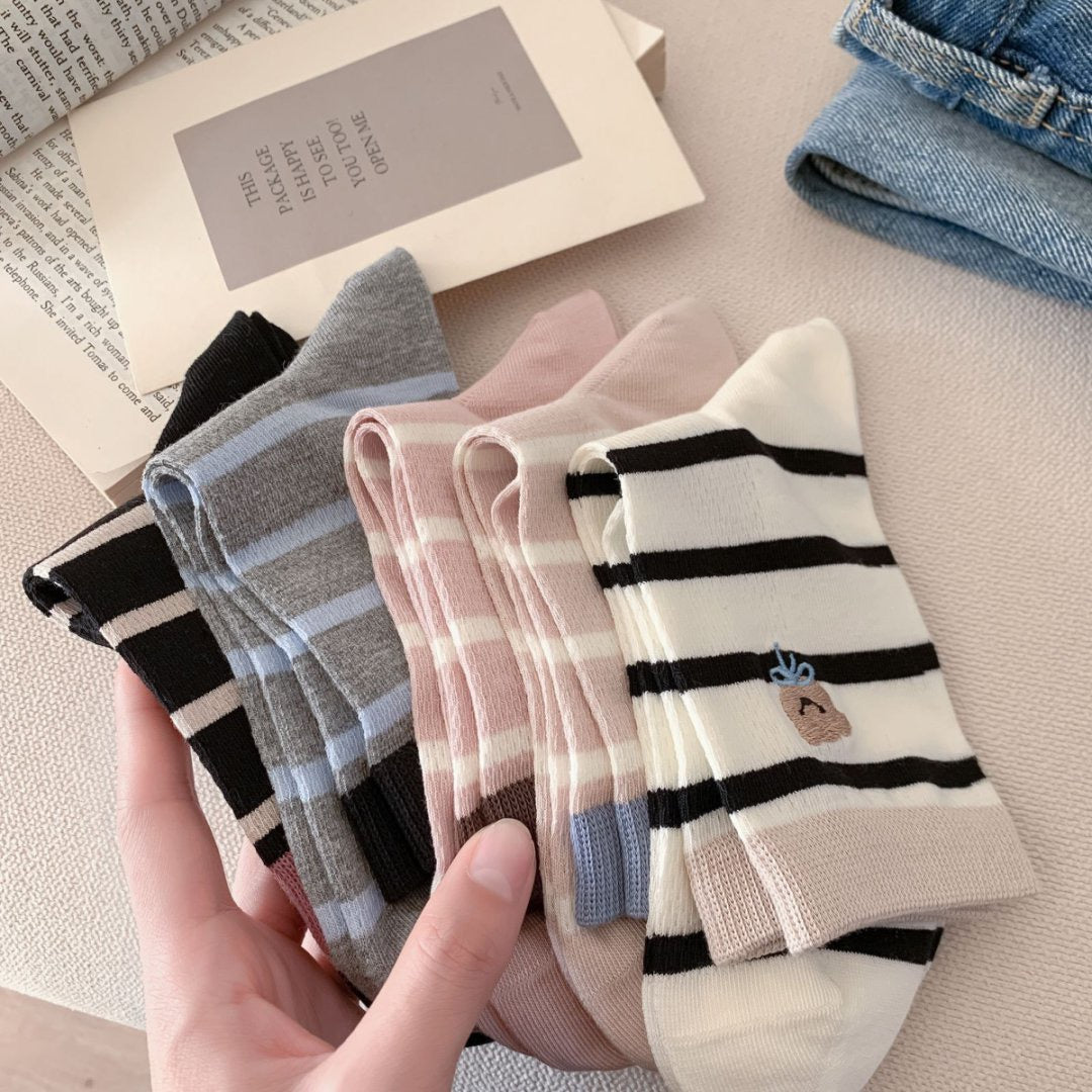 Daily Wear Striped Crew Socks