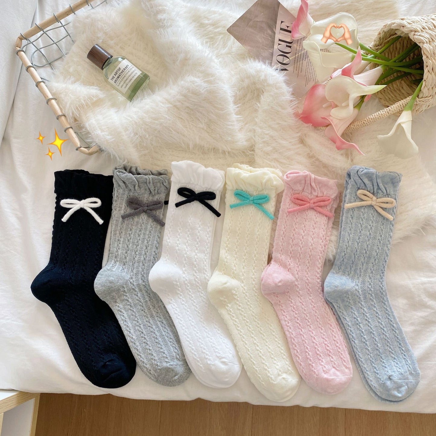 Elegant&Sweet Ruffled Crew Socks