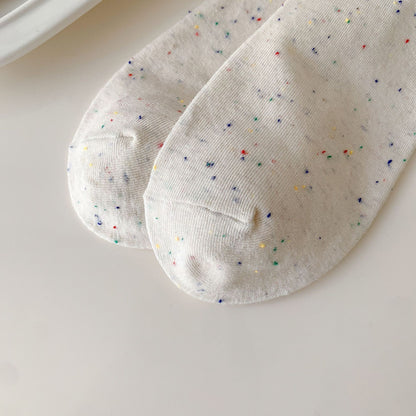 Apple Button Speckled Ankle Socks