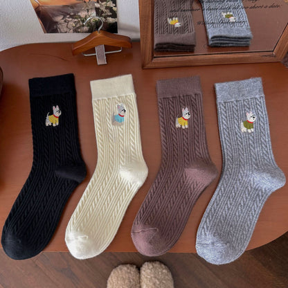 Sweater Striped Puppy Crew Socks