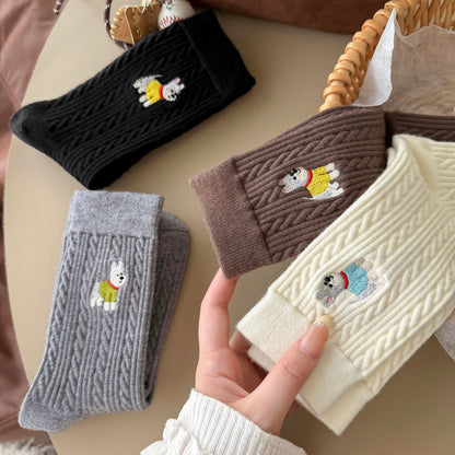 Sweater Striped Puppy Crew Socks