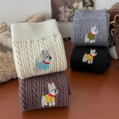 Sweater Striped Puppy Crew Socks