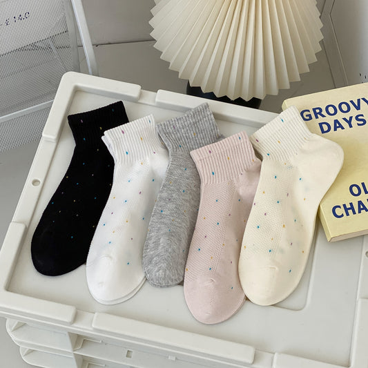 Colorful Speckled Mesh Ankle Socks