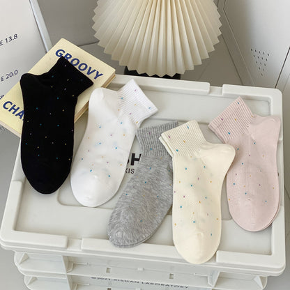 Colorful Speckled Mesh Ankle Socks