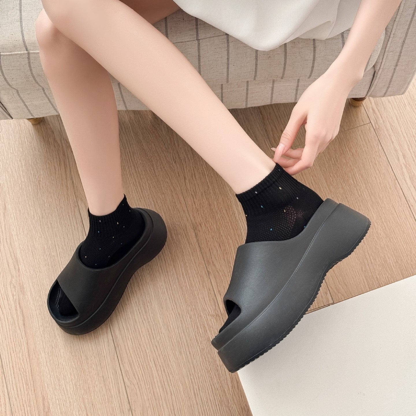 Colorful Speckled Mesh Ankle Socks