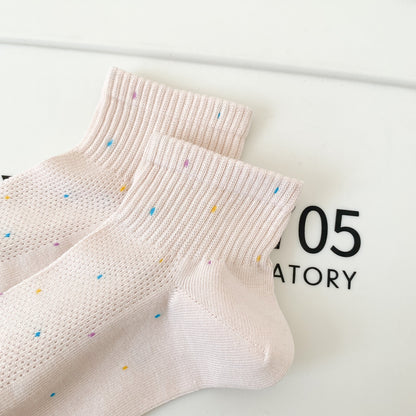 Colorful Speckled Mesh Ankle Socks